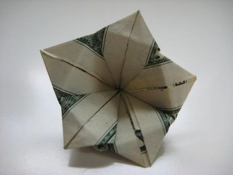 Money Origami, Flower Edition: 10 Different Ways to Fold a Dollar Bill into a Blossoming Bloom « Origami Money Origami Heart, Fold Dollar Bill, Easy Money Origami, Money Origami Tutorial, Origami Money, Folding Money, Dollar Origami, Dollar Bill Origami, Money Flowers