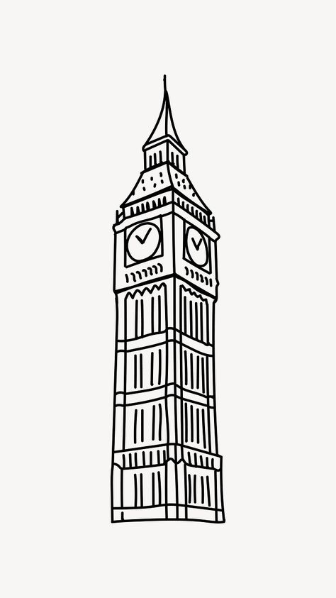 London Line Art, London Illustration Graphics, London Drawing Easy, London City Drawing, London Skyline Drawing, Big Ben Dibujo, London Landmarks Illustration, Big Ben Illustration, London Doodles