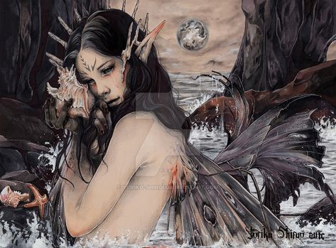 Presagio by yuriko-shirou.deviantart.com on @DeviantArt Yuriko Shirou, Surrealism Sculpture, Fantasy Mermaids, Mixed Media Illustration, Bizarre Art, Mermaid Pictures, Tattoo Magazines, Beautiful Dark Art, Artist Statement