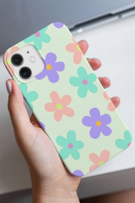 Cute retro daisy indie pastel aesthetic trendy soft girl floral y2k flower power groovy phone case. Groovy Phone Case, Indie Pastel Aesthetic, Y2k Galaxy, Pastel Phone Case, Spring Phone Cases, Daisy Phone Case, Aesthetic Iphone Case, Retro Phone Case, Summer Iphone