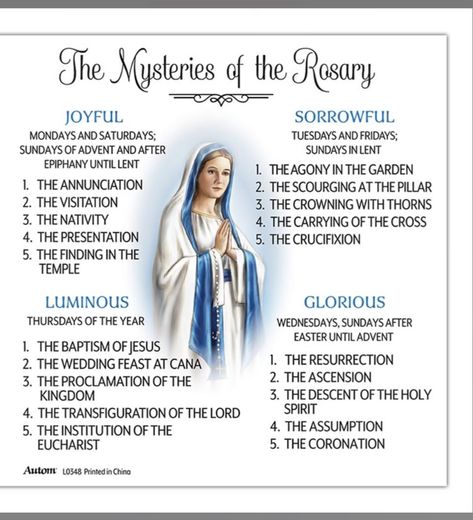 15 Mysteries Of The Rosary, Praying The Rosary Catholic, The Mysteries Of The Rosary, Rosary Mysteries, Rosary Prayers Catholic, Mysteries Of The Rosary, Catholic Sacraments, Catholic Prayers Daily, Catholic Theology