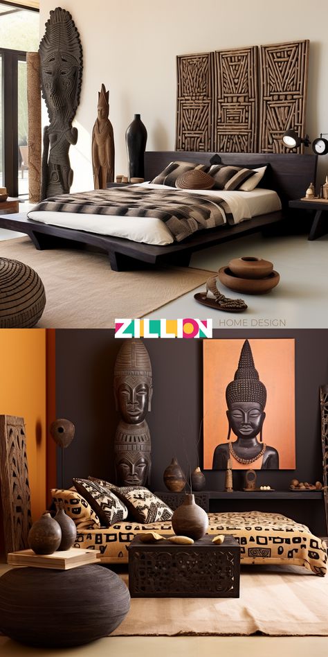 Your Gateway to African-inspired Interior Design African Inspired Bathroom Decor, African Style Bedroom Ideas, African Inspired Bedroom, African Bedroom Ideas, African Style Bedroom, Afro Bohemian Style Decor, Afrohemian Decor, African Bedroom, African Interiors