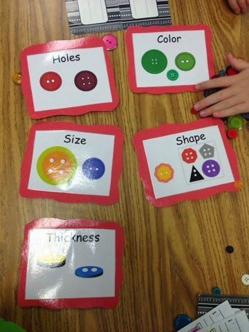 Students will sort and classify objects according to their attributes and organize data about the objects. Sorting In Kindergarten, Sorting Buttons, Math Sort, Math Station, Controlled Chaos, Math Patterns, Prek Math, Kindergarten Math Activities, Data Management