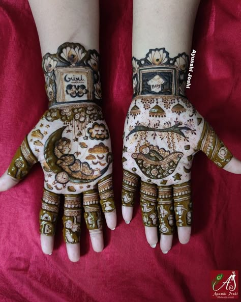 Baby Shower Mehendi Designs, Mehndi Hand, Baby Mehndi, 1st Birthday Wishes, Easy Abstract Art, Indian Baby Showers, Beginner Henna, Indian Bride Makeup, Full Hand Mehndi