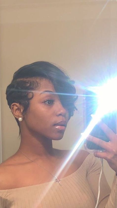 Finger Waves Short Hair Pixie Cuts, Short Hair Pixie Cuts Black Women, Pixie Haircut Brown Hair, Finger Waves Short Hair, Short Weave Hairstyles, Black Women Short Hairstyles, Black Hair Short Cuts, Natural Hair Short Cuts, Short Hair Black