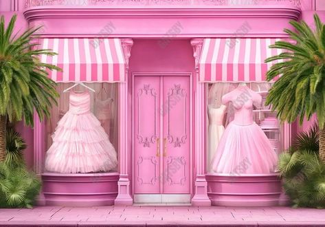 Pink Fashion Doll Boutique Backdrop - Gatsby Backdrop Gatsby Backdrop, Pink Mansion, Barbie Store, Fashion Store Design, Melting Clock, Barbie Gifts, Pregnant Wedding, Dream Studio, Birthday Cake Smash