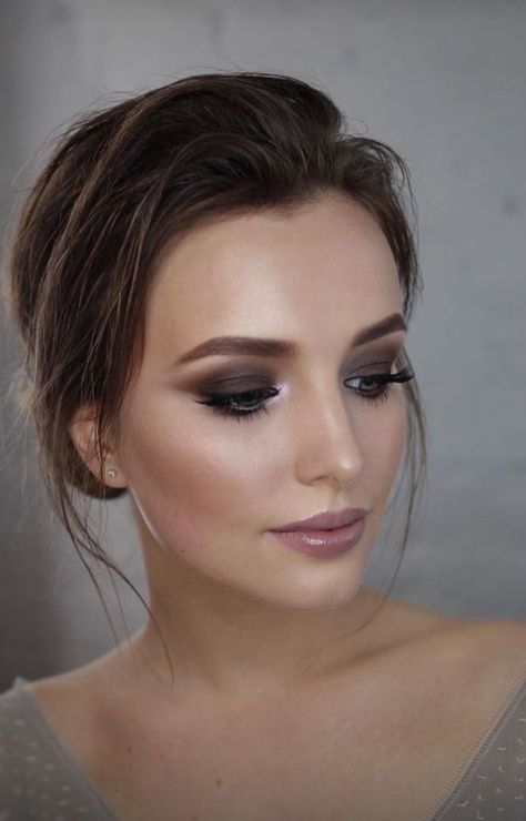 Smoky eyes and glowing skin bridal makeup inspo Moody Bridesmaid Makeup, Dark Makeup Wedding, Dark Bridal Makeup For Blue Eyes, Wedding Makeup Dark Eyes, Moody Romantic Wedding Makeup, Dark Bridesmaid Makeup, Makeup Looks Budoir, Dramatic Wedding Makeup For Brown Eyes, Alternative Bridal Makeup