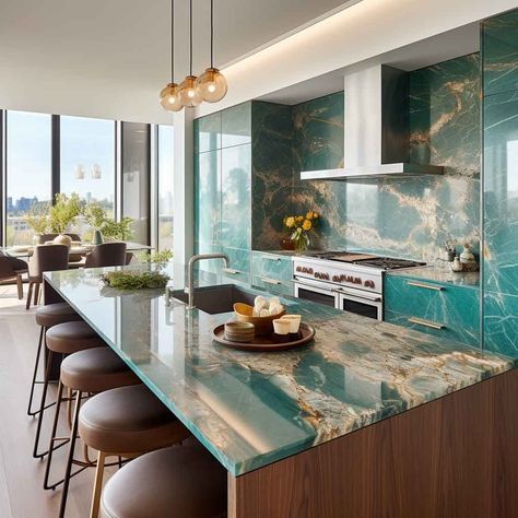 Colorful Kitchen Countertops, Green Granite Kitchen, Kitchen Countertop Colors, Green Granite Countertops, Tower Interior, Kitchen Countertops Ideas, Green Countertops, Black Kitchen Countertops, Countertops Ideas