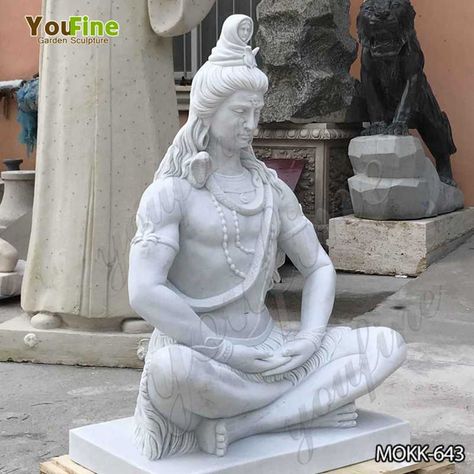 Custom Made White Marble Shiva Statue for Sale MOKK-643-You Fine Sculpture Shiva Marble Statue, Mahadev Image, Shiva Sculpture, Shiva Stone, Shiva God, Hindu Mandir, Temple Painting, Styrofoam Art, Mahadev Ji