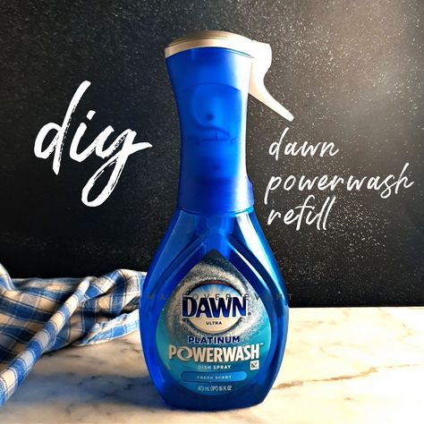 DIY Dawn Powerwash Refill - Frugal Hausfrau How To Make Dawn Powerwash Refill, Diy Dawn Powerwash, Dawn Powerwash, Homemade Cleaning Supplies, Diy Laundry, Cleaning Chemicals, Natural Cleaners, Cleaning Recipes, Dishwashing Liquid