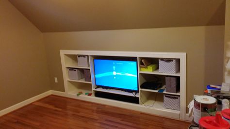 These are the shelves *I* built:   Knee Wall Cabinet - Taking Over "wasted Space" -   Project Showcase - DIY Chatroom Home Improvement Forum Wall Shelving Diy, Knee Wall Closet, Building A Stud Wall, Shelving Diy, Dresser Diy, Cabinets To Go, Space Project, Attic Ideas, Storage Dresser