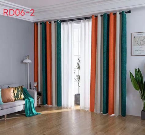 QYFLRDB On Sales Petrel Orange Blue Stripe Chenille Custom Made Curtains. The fabric feels soft with good permeability. Orange and Blue stripes can add an autumn harvest scene to your room and make you feel more cheerful. Orange Curtains Living Room, Curtains Orange, Ombre Curtains, Curtains White, Orange Curtains, Plain Curtains, Orange Home Decor, Custom Made Curtains, Green Curtains