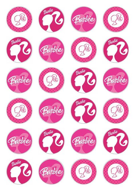 Diy Cake Topper Printable, Barbie Cupcakes, Barbie Decorations, Barbie Doll Birthday Cake, Cupcake Toppers Free, Barbie Silhouette, Sugar Sheets, Barbie Theme Party, Silhouette Cake Topper