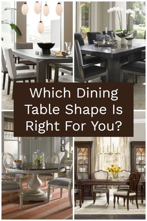 Which Dining Table Shape Is Right For You? Rectangle, square, oval, or round? Choose the perfect table shape for your dining room! Dining Room Design Rectangle Table, Oblong Dining Room Table, Rounded Rectangle Dining Table, Round Table Or Rectangle, Living Room With Round Dining Table, Round Or Rectangle Kitchen Table, Dining Room Oval Table Ideas, Oblong Dining Table Decor, What Shape Dining Room Table