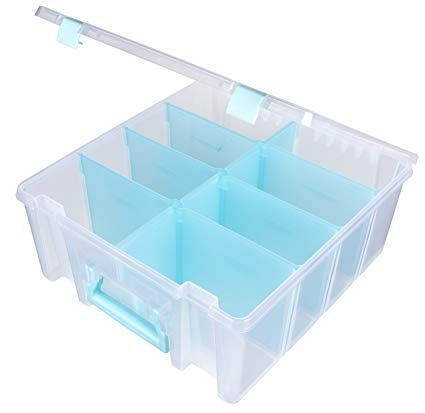 ArtBin Super Satchel Double Deep with Removable Dividers, Clear Art and Craft Storage Container Box, 6990RH, Aqua Handle Craft Storage Containers, Christmas Decoration Storage, Art Bin, Arts And Crafts Storage, Ribbon Storage, Marker Storage, Sewing Storage, Ornament Storage, Paint Storage