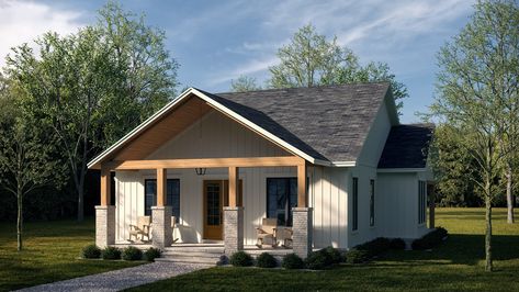 Modern Farmhouse Cottage, Architectural Renderings, House Plans 3 Bedroom, Farmhouse Style House Plans, Small Farmhouse, Cottage Plan, Farmhouse House, Farmhouse Plan, House Plans Farmhouse