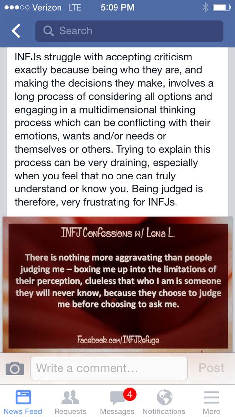 Exactly. We feel conflict physically AND we so desire to feel understood AND we put so much pressure on ourselves as it is, that criticism and judgement is very hard for us to accept. Infj Superpowers, Infj Intj, Intj And Infj, Infj Type, Infj Mbti, Infj Personality Type, Myers Briggs Personality Types, Highly Sensitive People, Extroverted Introvert