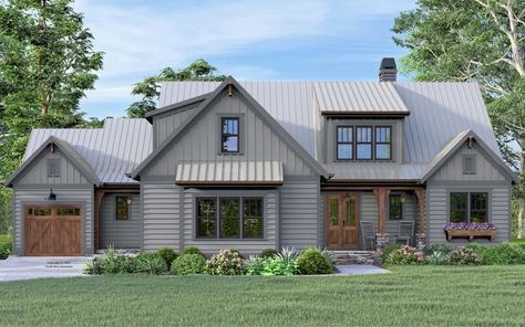 Simple Snacks, American House Plans, Shed Dormer, Standing Seam Metal Roof, Corner Pantry, American House, Masonry Wall, Standing Seam, One Story Homes