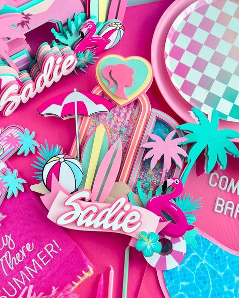 This was definetely one of my favorite themes… you will definetely see a few more items coming as I’m taking advantage of the fun color combo to add some new products to my catalog! Malibu Barbie theme, one perfect summer theme any girl will love! I sure would love a Malibu Barbie theme 👙🌴 #malibubarbie #malibubarbiecaketopper #malibubarbieparty #barbiecaketopper Malibu Barbie Color Palette, Malibu Barbie Theme, Barbie Color Palette, Barbie Malibu, Big Girl Bedrooms, Barbie Theme, Colour Combos, Malibu Barbie, Barbie Birthday