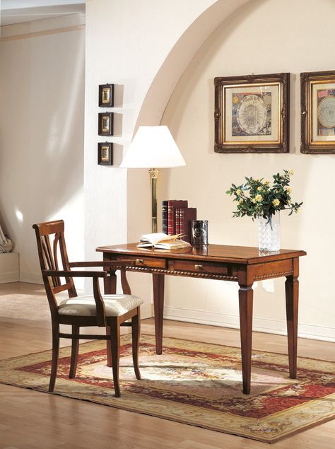 Collection INFINITY solid wood many colors choice www.incasa.uk #MadeinItaly Long Study Table, Victorian Writing Desk, Victorian Study, Colonial Bedroom, Victorian Desk, Mehendi Decor Ideas, Floor Office, Vintage Trunks, Modern Victorian