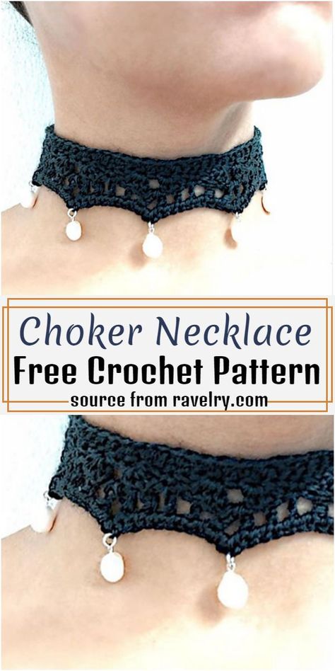 Choker Necklace Crochet Pattern Crochet Collar Necklace, Adipose Crochet Pattern, Knit Jewelry Patterns, Choker Necklace Crochet, Crochet Jewelry Patterns Necklace, Crochet Choker Necklace Free Pattern, Crochet With Crochet Thread, Diy Sewing Clothes Patterns Free, Crochet Choker Necklace