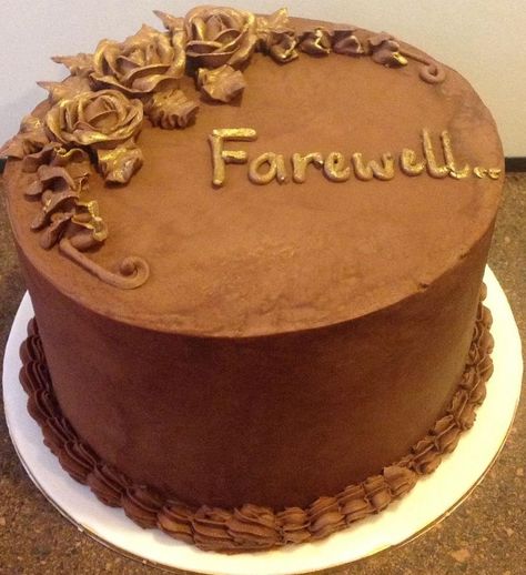 Farewell cake Coworker Leaving Cake, Farewell Cake Designs, Farewell Cake Ideas, Cake Serving Chart, Farewell Cake, Teacher Cakes, Golden Cake, Cake Drawing, Cake Serving