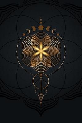 Mystical Spiral and Moon Phases, Sacred geometry. Gold logo Divine Feminine Pagan Wiccan goddess symbol. Old golden wicca banner sign, energy circles, boho style vector isolated on black background 4292879 Vector Art at Vecteezy Sacred Geometry Wallpaper, Dark Spiritual, Mandala Meaning, What Is A Mandala, Wiccan Goddess, Energy Circles, Image Zen, Goddess Symbol, Molecule Tattoo