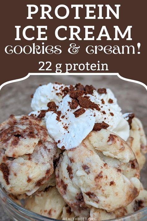 Cookies And Cream Protein, Whey Recipes, Healthiest Protein Powder, Protein Ice Cream Recipe, Protein Dessert, Frozen Treats Recipes, Low Calorie Protein, 3 Ingredient Cookies, Creami Recipes