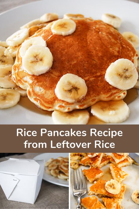 How to use leftover rice - make this yummy rice pancakes recipe! This is my Grandma Beulah's original recipe for how to use leftover rice. Easy breakfast recipe idea for kids and adults! Uses 1 cup leftover rice. #rice #pancakes #recipe #breakfast Rice Bread Recipe, Rice Breakfast Recipes, Breakfast Rice, Rice Pancakes, Leftover Rice Recipes, Leftover Breakfast, White Rice Recipes, Homemade Egg Noodles, Leftover Rice