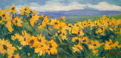 Crested Butte Sunflowers by Laura Reilly Acrylic ~ 6 x 12 Laura Reilly, Anime Wallpapers Backgrounds, Sunflower Drawing, Sunflowers Background, Colorado Artists, Laptop Backgrounds, Computer Wallpaper Desktop Wallpapers, Cute Laptop Wallpaper, Sunflower Wallpaper