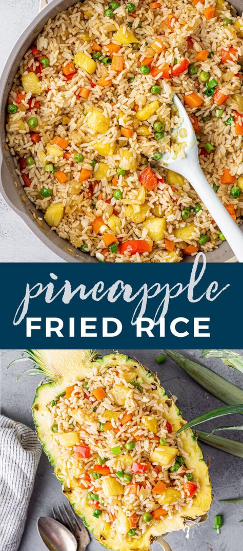 Fried Rice In Pineapple Bowl, Pineapple White Rice, Thai Appetizer Recipes Vegetarian, Recipes With Pineapple Tidbits, Pineapple Chunk Recipes, Foods With Pineapple, Rice And Pineapple Recipes, Hawaiian Pineapple Rice, Rice Pineapple Recipes