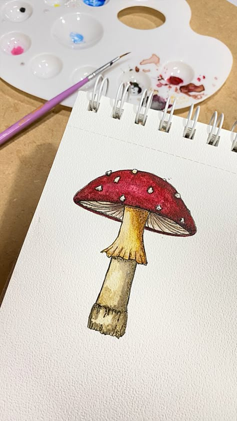 Watercolor mushroom, seta, hongo, arte, acuarela, pintura, artista Watercolor Mushroom, Conceptual Illustration, Clothing Vintage, Branding Inspiration, Fun Projects, Watercolor Art, Vintage Outfits, Stuffed Mushrooms, Sketch