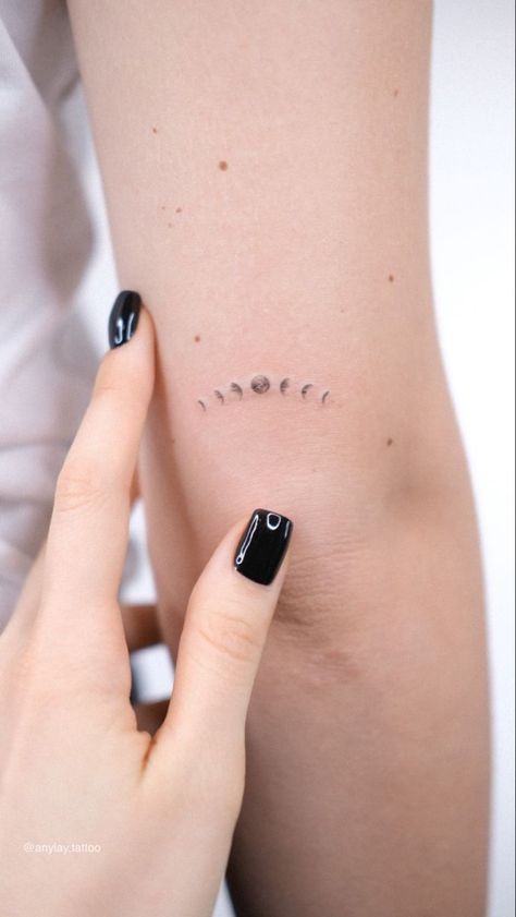 Tiny Moon Phase Tattoo, China Sorrows, Nice Tatoos, Fearless Tattoo, Full Neck Tattoos, Smile Tattoo, Funky Tattoos, Fineline Tattoo, Petite Tattoos