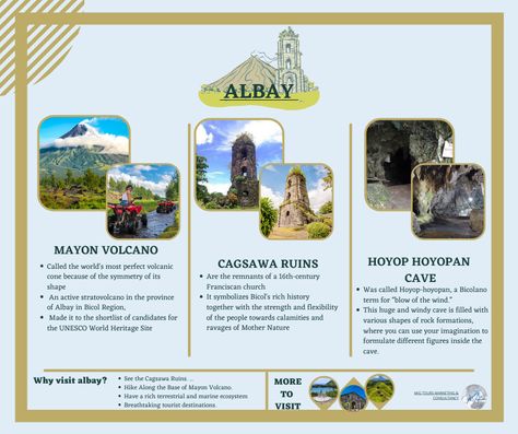 Albay, where Mt. Mayon situated the perfect shape of a mountain.  Like and Follow us #photooftheday #beautiful #travelgram Mt Mayon, Mayon Volcano, Brochure Examples, History Terms, Travel Brochure, Tourist Spots, Local Travel, Unesco World Heritage Site, Travel Agency