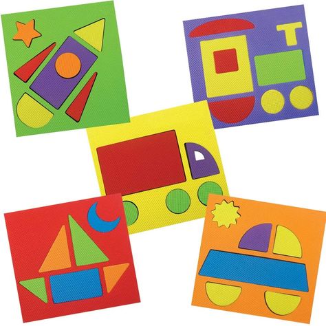 Activity For 3 Year Kids, Art Using Shapes, Art With Shapes, 3 Piece Puzzle, Shapes Activity, Learn Shapes, Transportation Crafts, Easy Toddler Activities, Learning Shapes