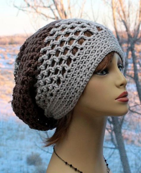 Hipster Beanie, Crochet Slouchy Beanie, Hipster Hat, Crochet Slouchy Hat, Crochet Sun Hat, Purple Headbands, Chunky Hat, Hodge Podge, Grey Beanie