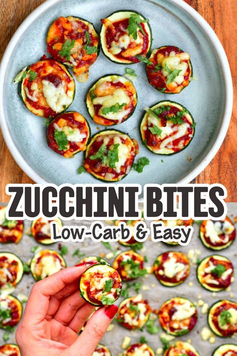 A collage of two photos, one with small zucchini pizza bites topped with melted cheese and fresh parsley leaves on a blue plate, and the other one with zucchini pizza bites on a baking sheet. Zucchini Appetizers, Low Food Map Diet, Food Map Diet, Zucchini Appetizer, Zucchini Lasagne, Zucchini Pizza Bites, Zucchini Bites, Zucchini Pizza, Zucchini Tomato