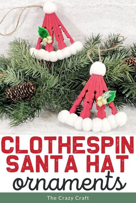 Clothes Pin Ornaments, Clothespin Ornaments, Clothespin Crafts Christmas, Hat Ornaments, Clothespin Diy Crafts, Wooden Clothespin Crafts, Clothespin Art, Christmas Clothespins, Dollar Store Christmas Crafts