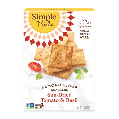 SimpleMills - Home Simple Mills Crackers, Almond Flour Crackers, Healthy Crackers, Simple Mills, Family Snacks, Organic Groceries, Sundried Tomato, Whole Foods Market, Tomato Basil