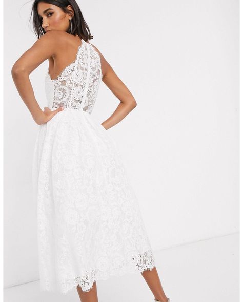 ASOS Valerie Lace Halter Neck Midi Wedding Dress Asos Bridal, Sayulita Wedding, Asos Wedding Dress, Midi Wedding Dress, Fairy Wedding Dress, Long Sleeve Wedding Gowns, Wedding Dress Alterations, Prom Midi Dress, Dress Alterations