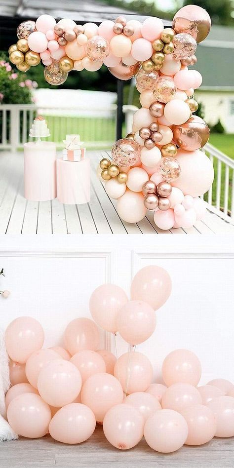 Orange Balloon Garland, Balloon Wedding, Orange Balloons, Gold Confetti Balloons, Rose Gold Confetti, Pink Chrome, Metallic Balloons, Rose Gold Balloons, Garland Arch