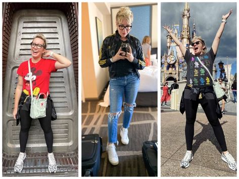 Apparently, I was SO excited for our recent trip to Disney World that I forgot how to take decent outfit photos. Haha. (I look like I was channeling Goofy in all of them!) I blame all the fun and magic of the happiest place on Earth. Disney February Outfits, Disney Leggings Outfit, Disney February, Water Rides, Disney Trip Outfits, Theme Park Outfits, Trip To Disney World, Mom Edit, Wide Leg Pants Outfit