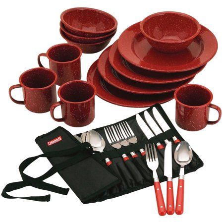 Camp Foods, Mess Kit Camping, Tin Foil Dinners, Red Dinnerware Set, Camping Cooking Utensils, Camping Plates, Coleman Camping, Trail Life, Camping Dishes