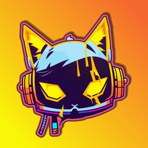 Anime Logos Design, Scifi Logo Design, Cyberpunk Doodle, Cyberpunk Branding, Cyberpunk Animals, Cyberpunk Icons, Cat Cyberpunk, Cute Cyberpunk, Cyberpunk Stickers