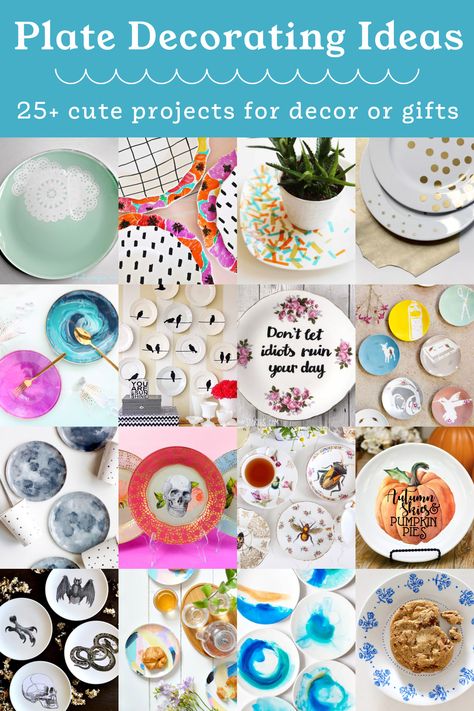 Learn how to decorate plates for your home decor or celebrations using one of these unique ideas! These are perfect for beginning crafters. Diy Sharpie Plates, Decorate Plates Diy, Plate Diy Ideas, Modge Podge Plates, Painting Ideas On Plates, Diy Plate Decorating, Plates Decoration Ideas, Painting Plates Ideas, Decorative Plates Diy