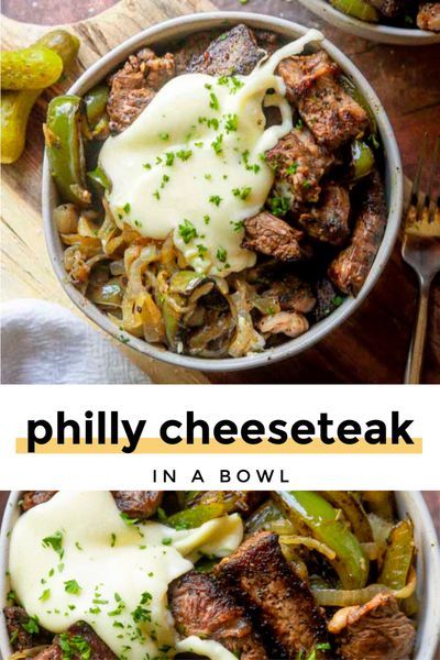 Cheesesteak In A Bowl, Keto Bowls, Steak Bowl, Keto Dinner Recipes, Boiled Egg Diet Plan, Cheese Steak, Philly Cheese, Gouda Cheese, Philly Cheesesteak