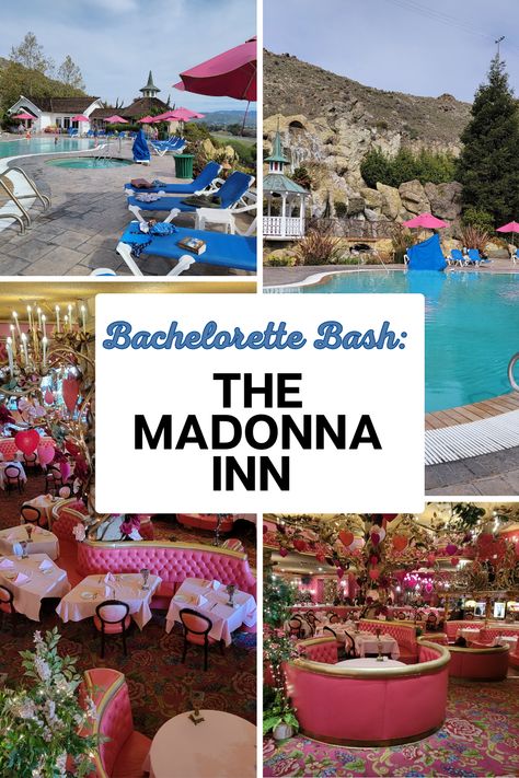 Madonna Inn Bachelorette Party, San Luis Obispo Bachelorette Party, Ultimate Bachelorette Party, Madonna Inn, Bachelorette Party Destinations, Trendy Hotels, Colorful Cocktails, 2025 Wedding, Pre Party