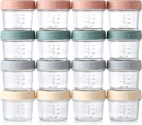 16 Pack Glass Baby Food Storage Containers, 4 oz Baby Food Jars with Plastic Lids, Small Baby Food Maker, Reusable Infant Freezer Container, Microwave, Dishwasher & Freezer Safe, BPA Free Baby Food Maker, Baby Food Processor, Salad Dressing Container, Baby Food Containers, Freezer Containers, Food Jars, Baby Food Storage, Baby Food Jars, Plastic Lids