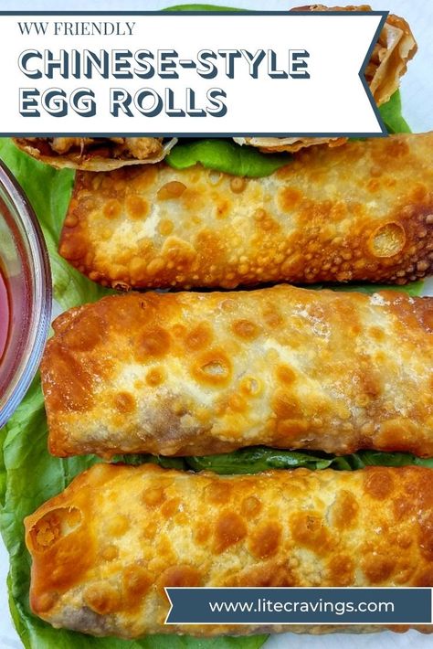 I'm going out on a limb here--these Chinese-Style Egg Rolls, air-fried or oven-baked, are BETTER than most of the deep fried ones I've had. Baked Eggrolls, Egg Rolls Baked, Lite Cravings, Deep Fried Egg, Chinese Egg Rolls, Cravings Recipes, Homemade Egg Rolls, Pork Egg Rolls, Delicious Smoothie Recipes