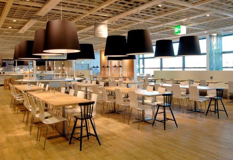 Scandi-style Ikea restaurant with Expona Design Classic Oak 6138 flooring Ikea Restaurant Interior Design, Ikea Food Court, Boho Style Restaurant, Ikea Restaurant, Restaurant Kitchen Design, Spine Book, Cafeteria Design, Revit Families, Book Tower